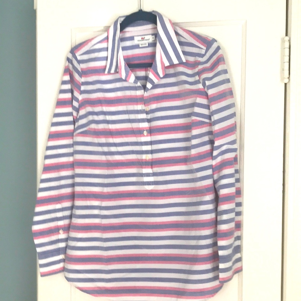 Vineyard Vines Popover  striped blouse NWOT